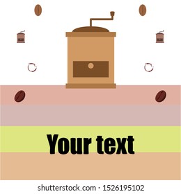 Coffee bean, coffee grinder. Design elements for a cafe. Vector background.