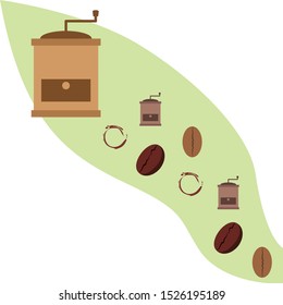Coffee bean, coffee grinder. Design elements for a cafe. Vector background.