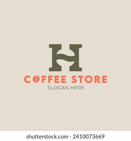 Coffee bean H letter logo | EPS file | Editable