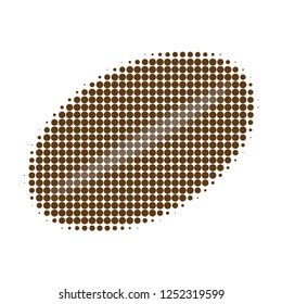 Coffee bean halftone dotted icon. Halftone pattern contains circle pixels. Vector illustration of coffee bean icon on a white background.