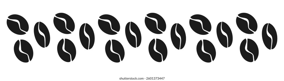 Coffee bean hand drawn border, simple sketch divider. Line decoration.Coffee sign, roasted. Decorative element for cafe and restaurant menu. Vector illustration