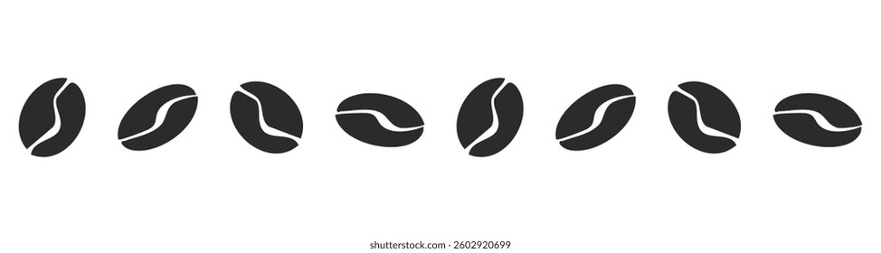 Coffee bean hand drawn border, simple sketch divider. Line decoration.Coffee sign, roasted. Decorative element for cafe and restaurant menu. Vector illustration
