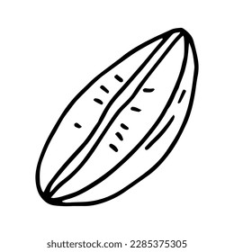mano de grano de café dibujada al estilo doodle. Icono, pegatina, decoración de empaque. minimalismo, monocromo, escandinavo