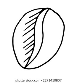 coffee bean hand drawn in doodle style. Suitable for icon, sticker, packaging decor. minimalism, monochrome, Scandinavian