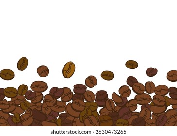 Coffee bean Hand drawn frame vector, sketch of coffee beans boarder frame on white background. Coffee drink package elements