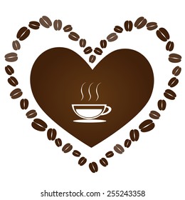 coffee bean with heart made in vector 
