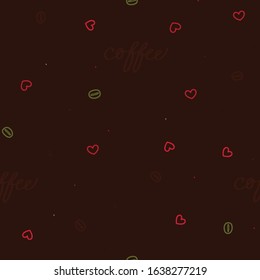 Coffee bean and a heart on a dark background - vector background