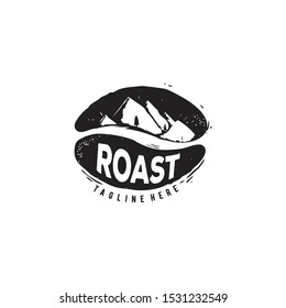Coffee Bean with Hills Mountain negative space Logo Design Inspiration with Classic & Vintage style