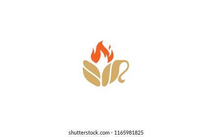 coffee bean hot logo icon vector