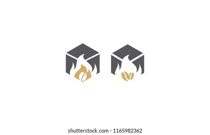 coffee bean hot logo icon vector