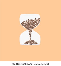 Coffee bean and hourglass vector