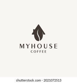 coffee bean with house logo simple vector graphic suitable for cafe, coffee shop, bar, resto