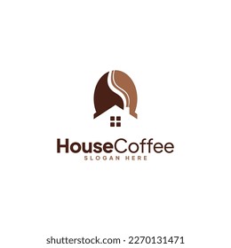 Coffee Bean House Logo Vector.
