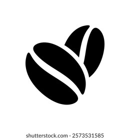 Coffee bean icon, black silhouette of coffee beans for logo, vector on white background