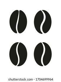 Coffee Bean Icon, Black Coffee Bean Vector Image