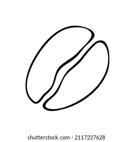 Kaffeebohnen-Symbol, schwarz-weißer Vektorgrafik. Bearbeitbarer Rahmenhub.