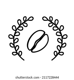 Icono de judías de café ilustración vectorial en blanco y negro. Curso de contorno modificable.