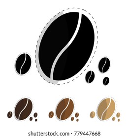 Coffee Bean Icon - Brown Color Outline Vector Set