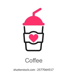 Coffee and bean icon concept
