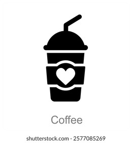 Coffee and bean icon concept