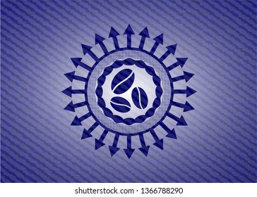coffee bean icon with denim texture