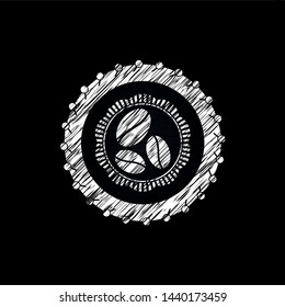 coffee bean icon drawn chalk emblem, retro style, chalk or chalkboard texture