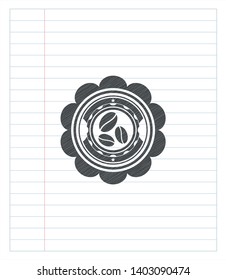 coffee bean icon drawn with pencil strokes. Vector Illustration. Detailed.