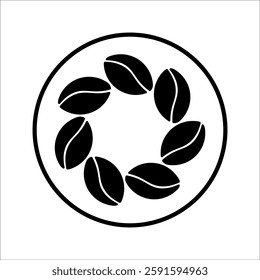 coffee bean icon. Espresso vector illustration. Coffee shop logo. Roasted coffee symbol. Isolated sign of hot drink aroma.