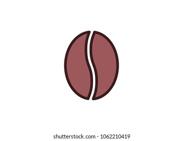 Coffee bean icon, filled line icon