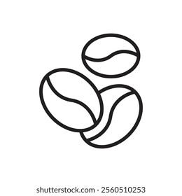 Coffee Bean icon Flat art in black and white isolated