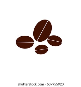 Coffee bean icon. Flat design. Brown. Vector illustration.