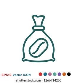 Coffee bean icon. Flat vector illustration isolated on background.