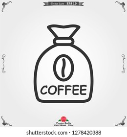 Coffee bean icon. Flat vector illustration isolated on background.