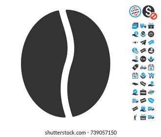 Coffee Bean icon with free bonus icon set. Vector illustration style is flat iconic symbols.