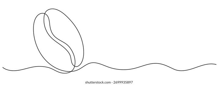 Ícone do grão de café. Grão de café linha contínua desenhada. Ilustração vetorial isolada em branco. Linha editável