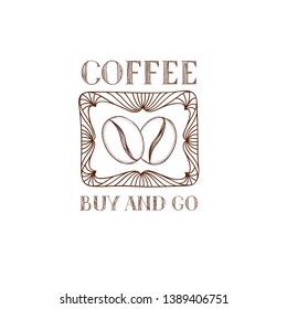 Coffee bean icon. Hand drawn doodle sketch vector symbol of coffee shop