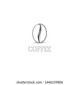 Coffee bean icon. Hand drawn doodle sketch vector symbol of coffee drink