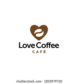 coffee bean icon with heart symbol logo design Illustration for coffee lover, cafe bar or restaurant