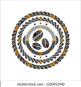 coffee bean icon inside arabesque emblem. arabic decoration.