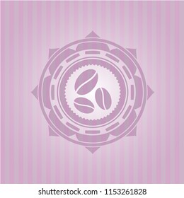 coffee bean icon inside badge with pink background