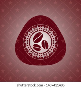 coffee bean icon inside badge with red background