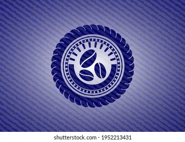 icono del grano de café con textura de jean. 