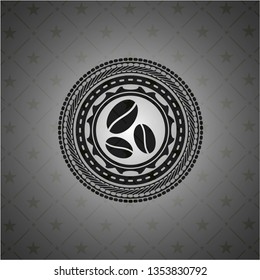 coffee bean icon inside black emblem. Vintage.