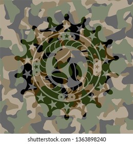 coffee bean icon inside camo texture