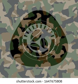 coffee bean icon inside camo texture