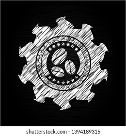 coffee bean icon inside chalk emblem