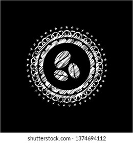 coffee bean icon inside chalkboard emblem