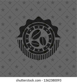 coffee bean icon inside dark badge or emblem