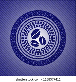 coffee bean icon inside emblem with jean high quality background