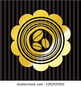 coffee bean icon inside golden badge